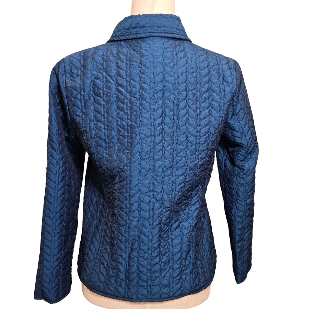 Notations Womens S Quilted Jacket Full Zip Blue Metalic‎ Sheen Lightweight Coat - Picture 3 of 8